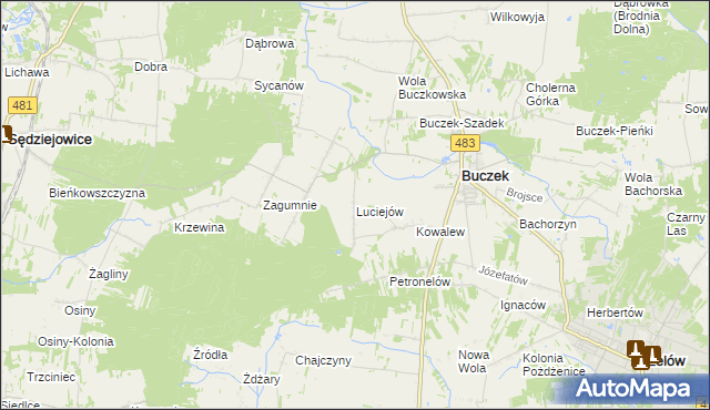 mapa Luciejów, Luciejów na mapie Targeo