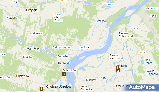 mapa Lucimia, Lucimia na mapie Targeo