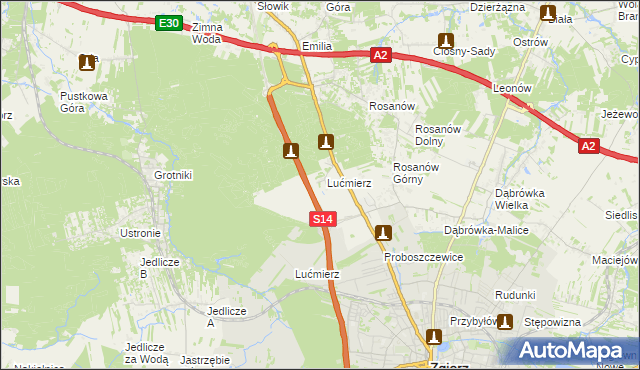 mapa Lućmierz-Las, Lućmierz-Las na mapie Targeo