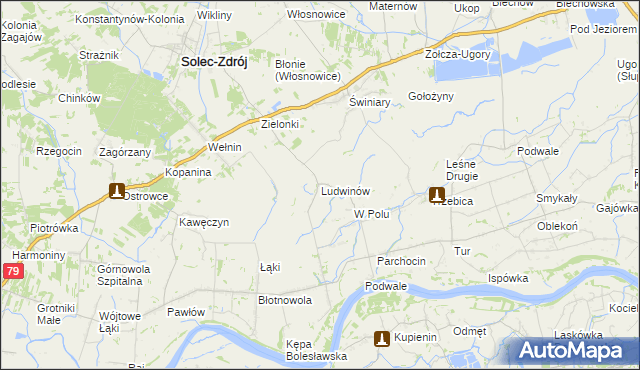 mapa Ludwinów gmina Solec-Zdrój, Ludwinów gmina Solec-Zdrój na mapie Targeo