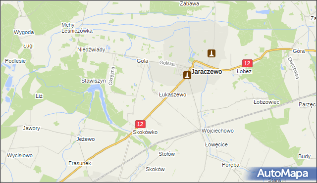 mapa Łukaszewo gmina Jaraczewo, Łukaszewo gmina Jaraczewo na mapie Targeo