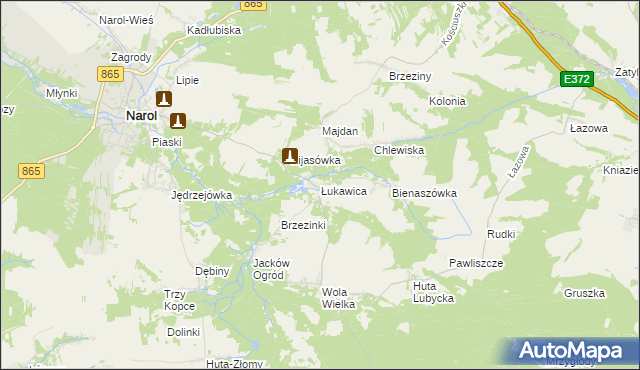 mapa Łukawica gmina Narol, Łukawica gmina Narol na mapie Targeo