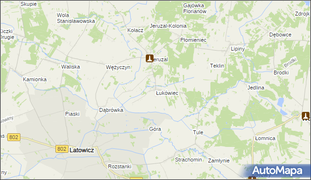 mapa Łukówiec gmina Mrozy, Łukówiec gmina Mrozy na mapie Targeo