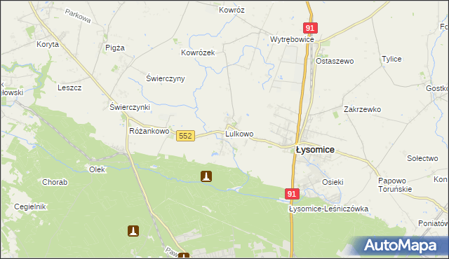 mapa Lulkowo gmina Łysomice, Lulkowo gmina Łysomice na mapie Targeo