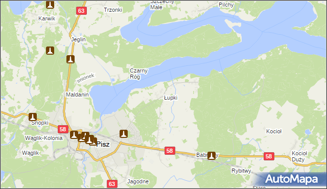 mapa Łupki gmina Pisz, Łupki gmina Pisz na mapie Targeo