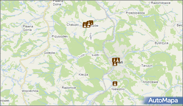 mapa Łupki gmina Wleń, Łupki gmina Wleń na mapie Targeo