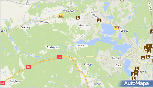 mapa Łupstych, Łupstych na mapie Targeo