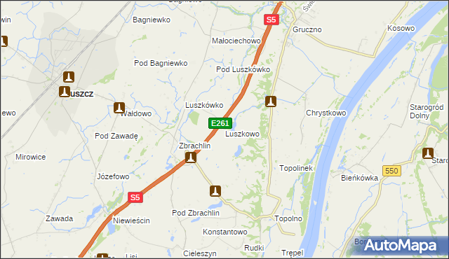 mapa Luszkowo, Luszkowo na mapie Targeo