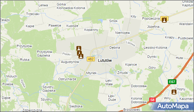 mapa Lututów, Lututów na mapie Targeo