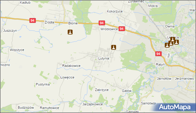 mapa Lutynia gmina Miękinia, Lutynia gmina Miękinia na mapie Targeo