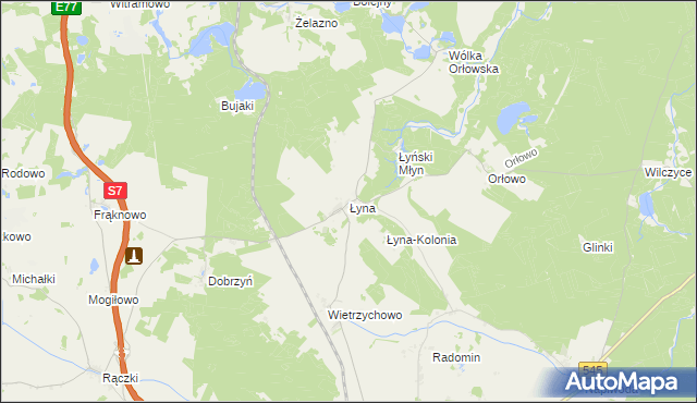 mapa Łyna, Łyna na mapie Targeo