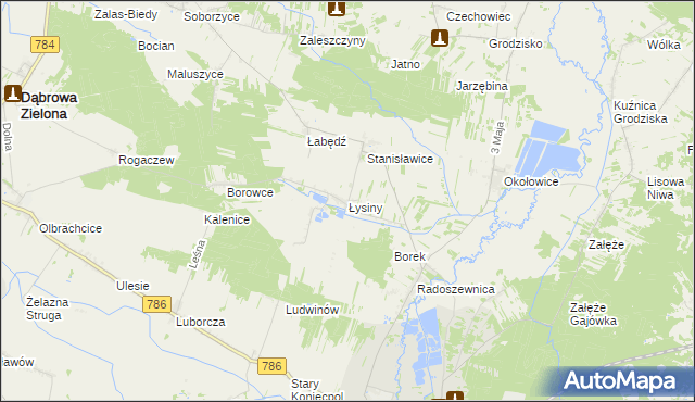 mapa Łysiny gmina Koniecpol, Łysiny gmina Koniecpol na mapie Targeo