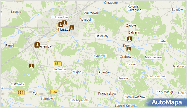 mapa Łysobyki, Łysobyki na mapie Targeo