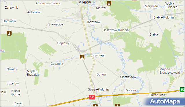 mapa Łysołaje, Łysołaje na mapie Targeo