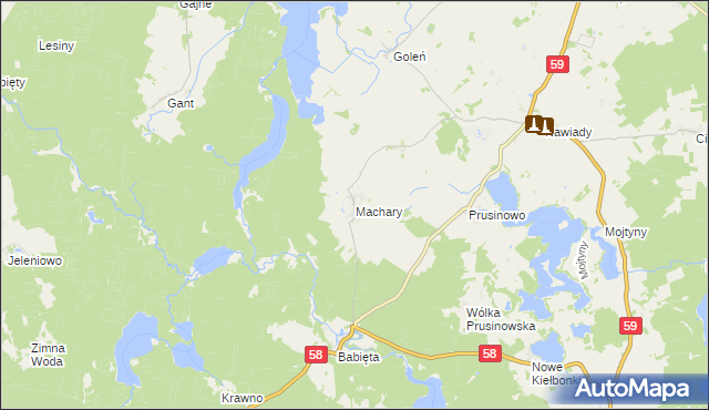 mapa Machary gmina Piecki, Machary gmina Piecki na mapie Targeo