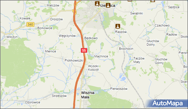 mapa Machnice, Machnice na mapie Targeo
