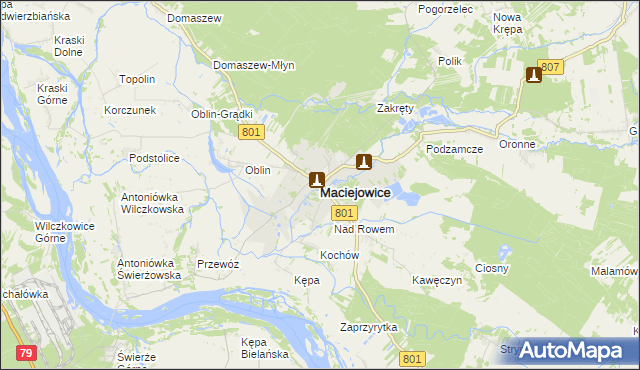mapa Maciejowice powiat garwoliński, Maciejowice powiat garwoliński na mapie Targeo