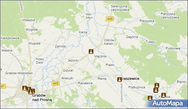 mapa Mączniki gmina Kraszewice, Mączniki gmina Kraszewice na mapie Targeo