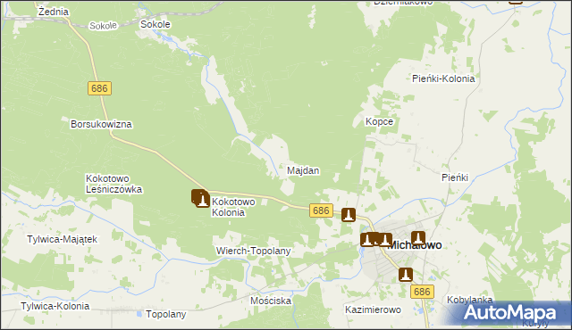 mapa Majdan gmina Michałowo, Majdan gmina Michałowo na mapie Targeo