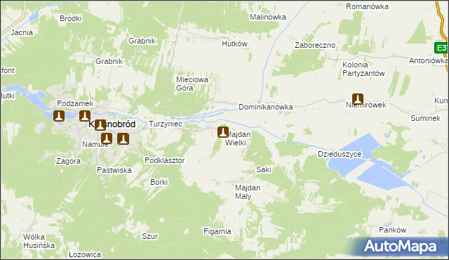 mapa Majdan Wielki gmina Krasnobród, Majdan Wielki gmina Krasnobród na mapie Targeo