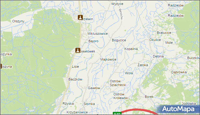 mapa Majkowice gmina Bochnia, Majkowice gmina Bochnia na mapie Targeo