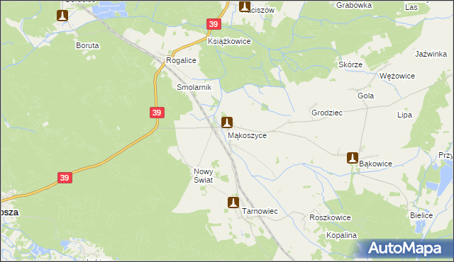 mapa Mąkoszyce gmina Lubsza, Mąkoszyce gmina Lubsza na mapie Targeo