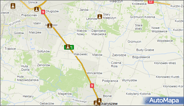 mapa Maków gmina Skaryszew, Maków gmina Skaryszew na mapie Targeo