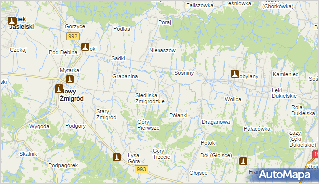 mapa Makowiska gmina Nowy Żmigród, Makowiska gmina Nowy Żmigród na mapie Targeo