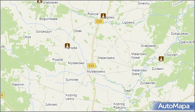 mapa Malanówko, Malanówko na mapie Targeo