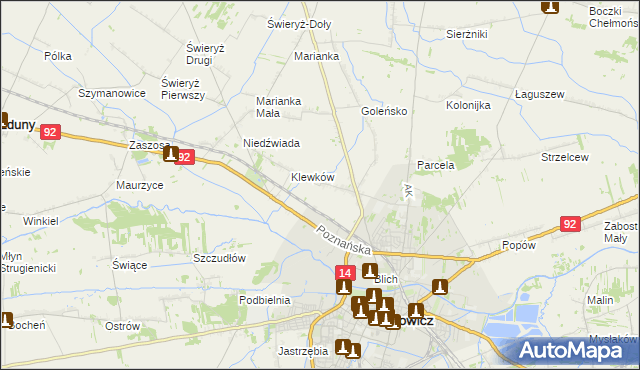 mapa Małszyce gmina Łowicz, Małszyce gmina Łowicz na mapie Targeo