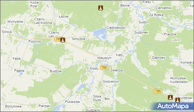 mapa Maluszyn gmina Żytno, Maluszyn gmina Żytno na mapie Targeo