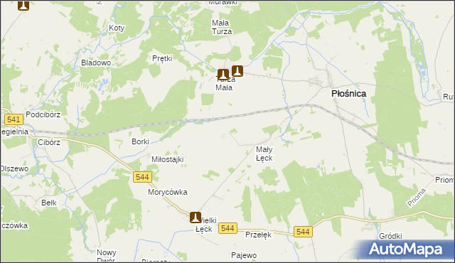 mapa Mały Łęck Osada, Mały Łęck Osada na mapie Targeo