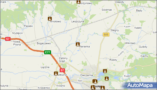 mapa Marianka gmina Pasłęk, Marianka gmina Pasłęk na mapie Targeo
