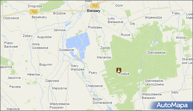 mapa Marianów gmina Bielawy, Marianów gmina Bielawy na mapie Targeo