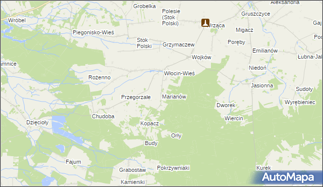 mapa Marianów gmina Błaszki, Marianów gmina Błaszki na mapie Targeo