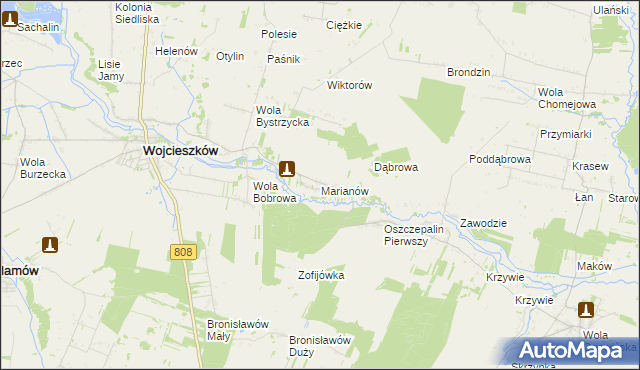 mapa Marianów gmina Wojcieszków, Marianów gmina Wojcieszków na mapie Targeo