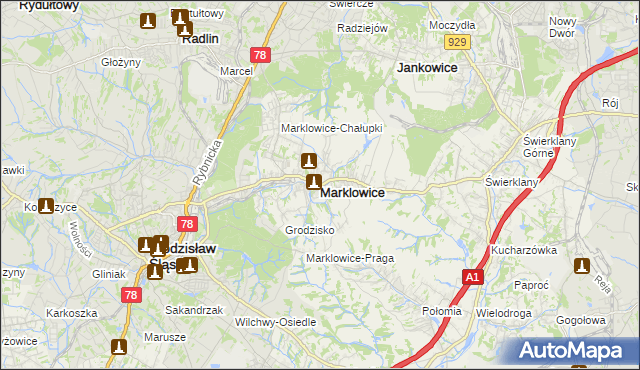 mapa Marklowice, Marklowice na mapie Targeo