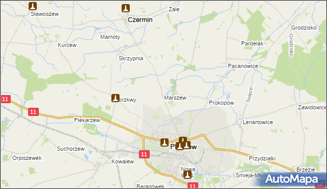 mapa Marszew gmina Pleszew, Marszew gmina Pleszew na mapie Targeo