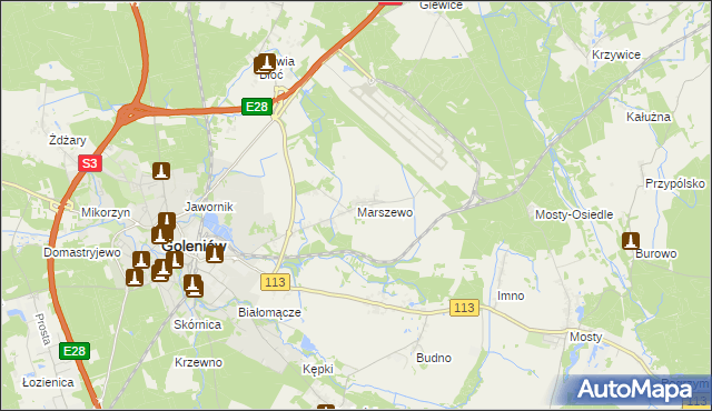 mapa Marszewo gmina Goleniów, Marszewo gmina Goleniów na mapie Targeo