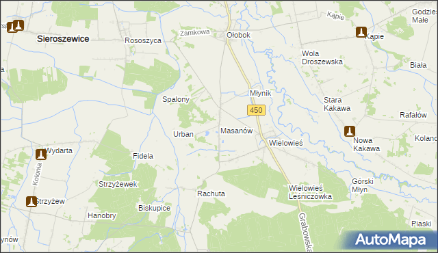 mapa Masanów, Masanów na mapie Targeo