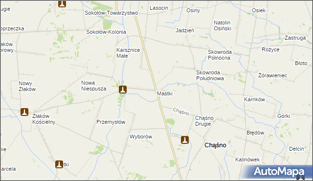 mapa Mastki, Mastki na mapie Targeo