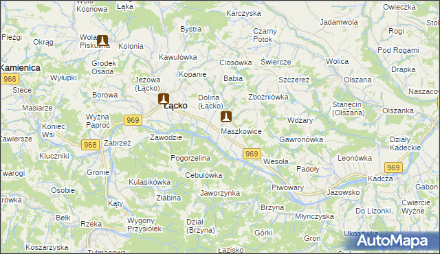 mapa Maszkowice gmina Łącko, Maszkowice gmina Łącko na mapie Targeo