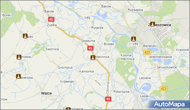 mapa Mechnica, Mechnica na mapie Targeo