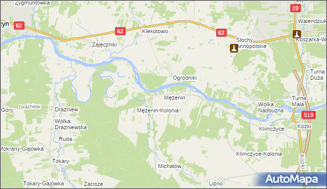 mapa Mężenin gmina Platerów, Mężenin gmina Platerów na mapie Targeo