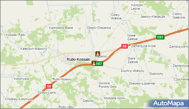 mapa Mężenin gmina Rutki, Mężenin gmina Rutki na mapie Targeo