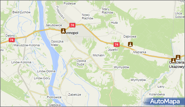 mapa Michalin gmina Annopol, Michalin gmina Annopol na mapie Targeo