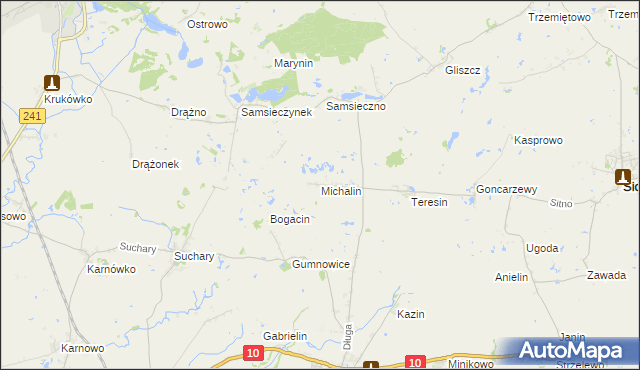 mapa Michalin gmina Nakło nad Notecią, Michalin gmina Nakło nad Notecią na mapie Targeo