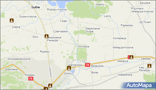 mapa Michalów gmina Sułów, Michalów gmina Sułów na mapie Targeo