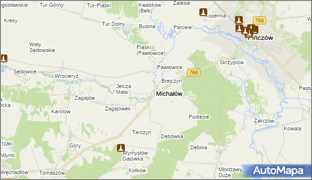 mapa Michałów powiat pińczowski, Michałów powiat pińczowski na mapie Targeo