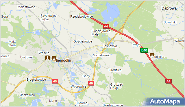 mapa Michałówek gmina Niemodlin, Michałówek gmina Niemodlin na mapie Targeo